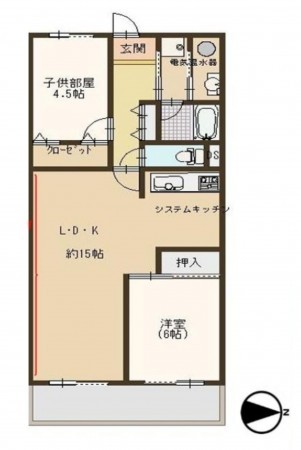 大阪市生野区中川、マンションの間取り画像です