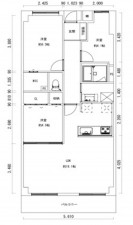 大阪市東成区中本、マンションの間取り画像です
