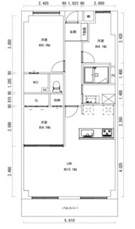 大阪市東成区中本、マンションの間取り画像です
