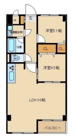 大阪市城東区今福西、マンションの間取り画像です