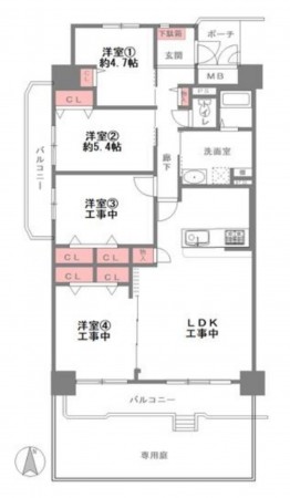 大阪市生野区巽北、マンションの間取り画像です