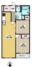 大阪市旭区高殿、マンションの間取り画像です