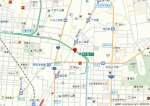 大阪市旭区新森、マンションの地図画像です