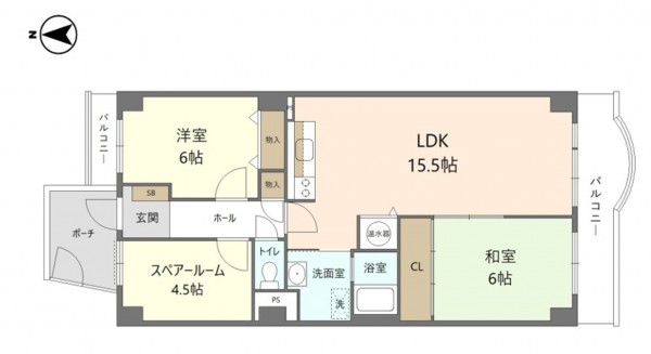 大阪市旭区新森、マンションの間取り画像です