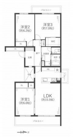 大阪市都島区友渕町、マンションの間取り画像です