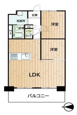 大阪市鶴見区諸口、マンションの間取り画像です