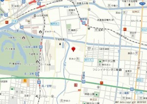大阪市城東区中浜、中古一戸建ての地図画像です