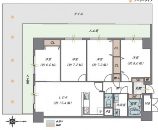大阪市旭区高殿、マンションの間取り画像です