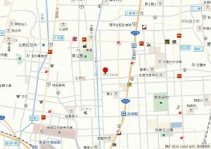 大阪市生野区巽中、中古一戸建ての地図画像です