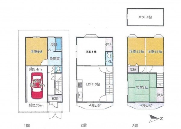 大阪市生野区巽中、中古一戸建ての間取り画像です