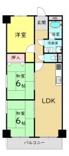 大阪市城東区関目、マンションの間取り画像です