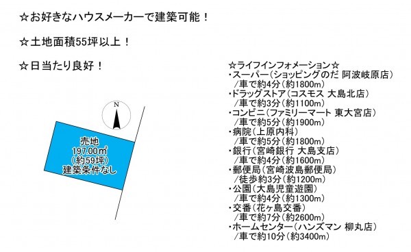 宮崎市村角町、土地の間取り画像です