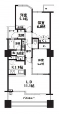 大阪市東成区大今里南、マンションの間取り画像です