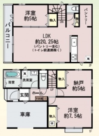 大阪市鶴見区中茶屋、新築一戸建ての間取り画像です