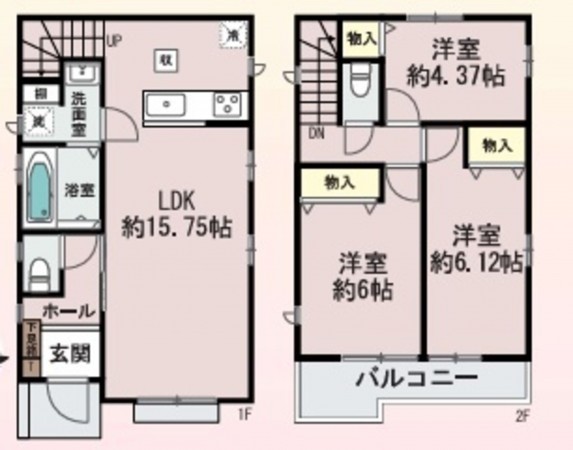 大阪市鶴見区中茶屋、新築一戸建ての間取り画像です