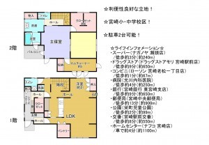 宮崎市老松、中古一戸建ての間取り画像です