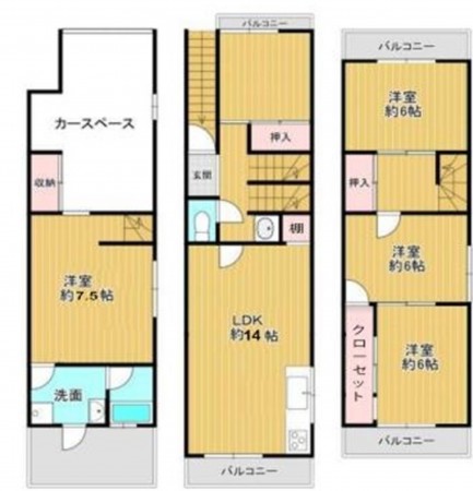 大阪市旭区高殿、中古一戸建ての間取り画像です