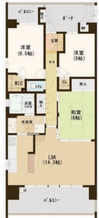 大阪市都島区片町、マンションの間取り画像です