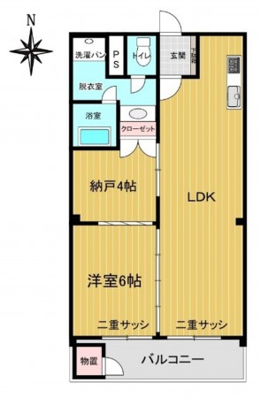 大阪市旭区新森、マンションの間取り画像です