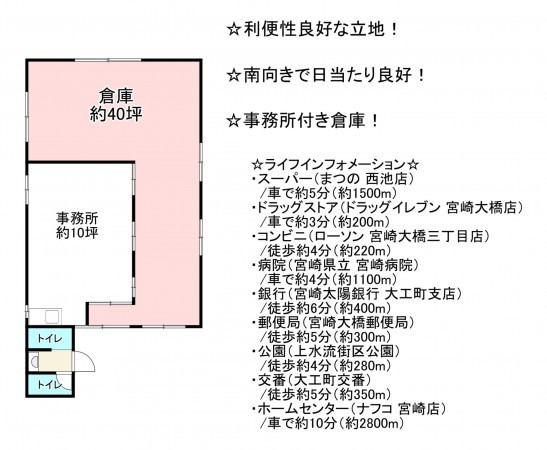 宮崎市大工、中古一戸建ての間取り画像です
