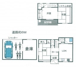 大阪市鶴見区浜、中古一戸建ての間取り画像です