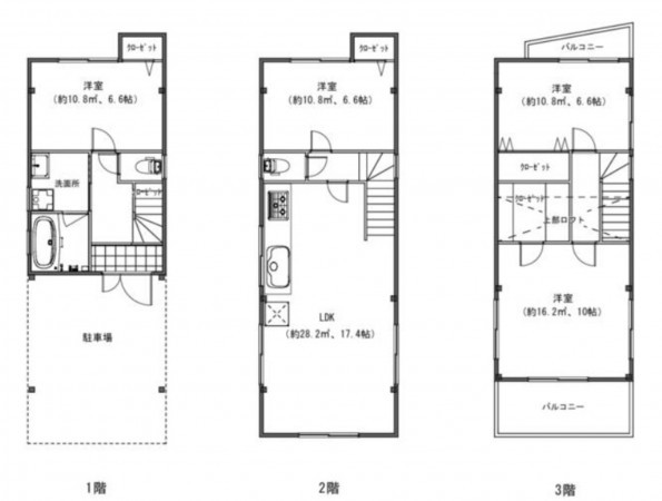大阪市生野区桃谷、中古一戸建ての間取り画像です
