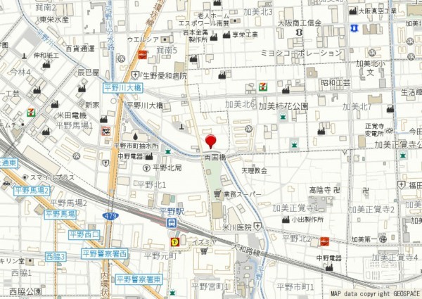 大阪市生野区巽南、中古一戸建ての地図画像です
