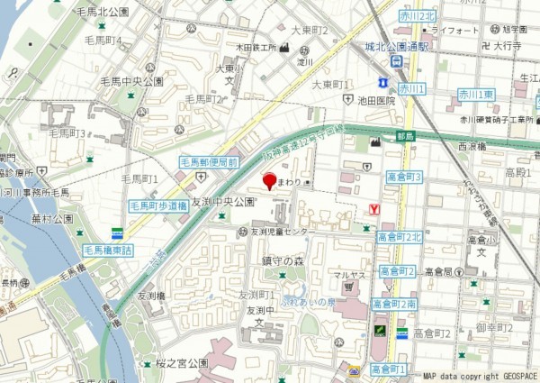 大阪市都島区友渕町、マンションの地図画像です