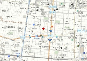 大阪市東成区深江南、マンションの地図画像です