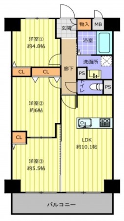 大阪市東成区深江南、マンションの間取り画像です