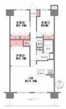 大阪市東成区東中本、マンションの間取り画像です