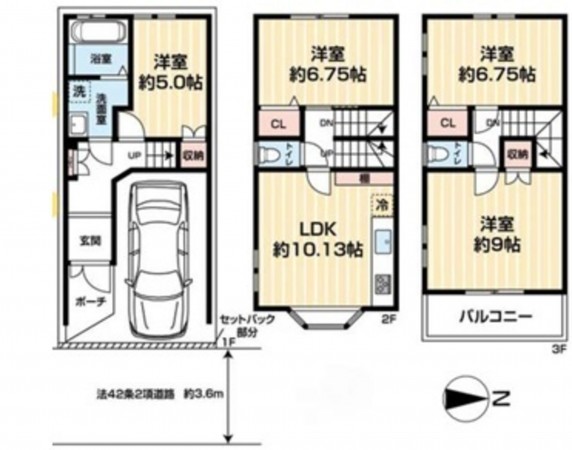 大阪市東成区大今里、中古一戸建ての間取り画像です