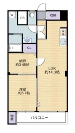 大阪市旭区新森、マンションの間取り画像です
