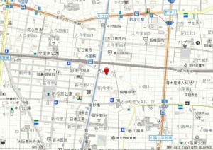 大阪市生野区新今里、中古一戸建ての地図画像です