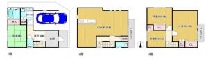 大阪市生野区巽東、中古一戸建ての間取り画像です