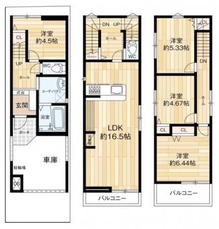 大阪市旭区新森、新築一戸建ての間取り画像です