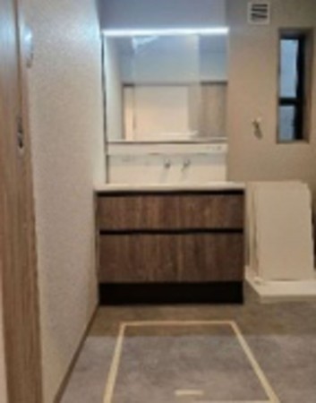 大阪市旭区新森、新築一戸建ての洗面画像です