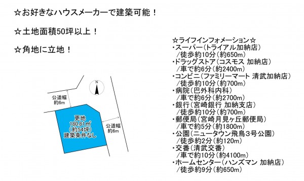 宮崎市清武町加納、土地の間取り画像です