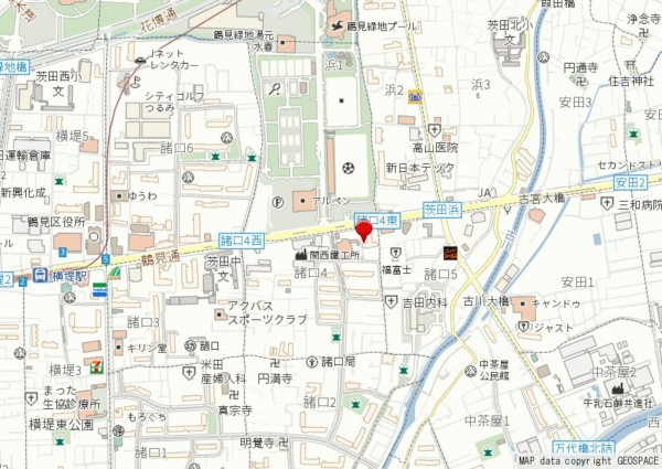 大阪市鶴見区諸口、マンションの地図画像です
