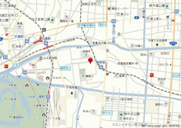 大阪市城東区鴫野西、マンションの地図画像です