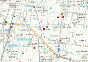 大阪市東成区大今里西、中古一戸建ての地図画像です