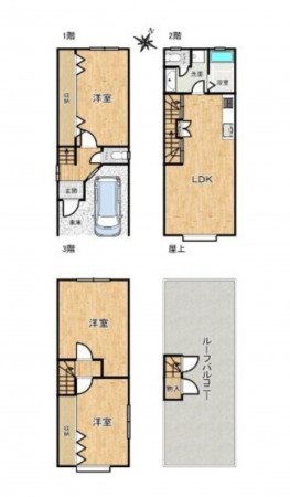 大阪市東成区大今里西、中古一戸建ての間取り画像です