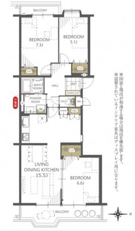 大阪市都島区友渕町、マンションの間取り画像です