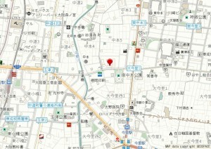 大阪市東成区中本、マンションの地図画像です