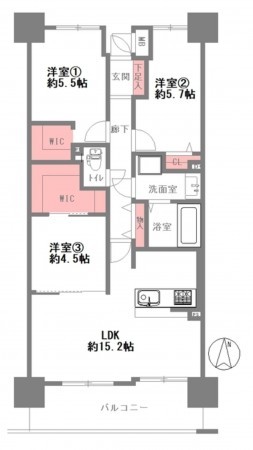 大阪市東成区中本、マンションの間取り画像です