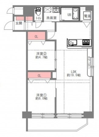 大阪市城東区野江、マンションの間取り画像です