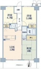 大阪市都島区友渕町、マンションの間取り画像です