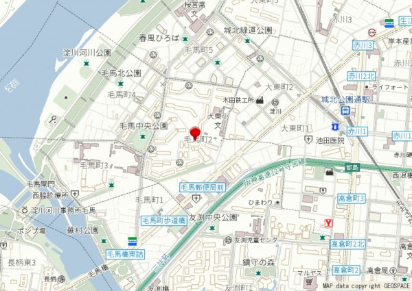 大阪市都島区毛馬町、マンションの地図画像です