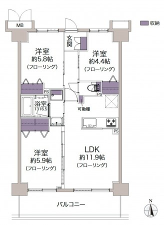 大阪市都島区友渕町、マンションの間取り画像です