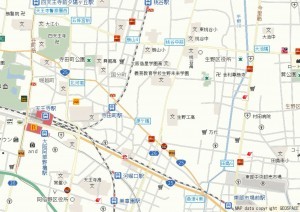 大阪市生野区生野西、中古一戸建ての地図画像です